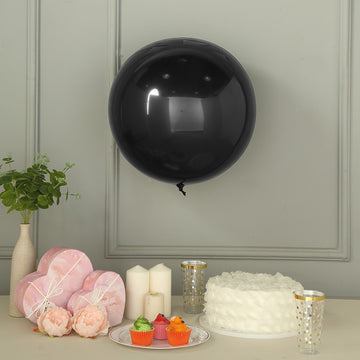 2 Pack 18" Shiny Black Reusable UV Protected Sphere Vinyl Balloons