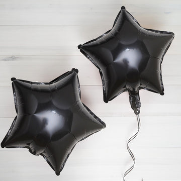 2 Pack 16" 4D Shiny Black Star Mylar Foil Helium or Air Balloons
