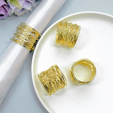 4 Pack Shiny Gold Metal Wire Paper or Cloth Linen Napkin Rings