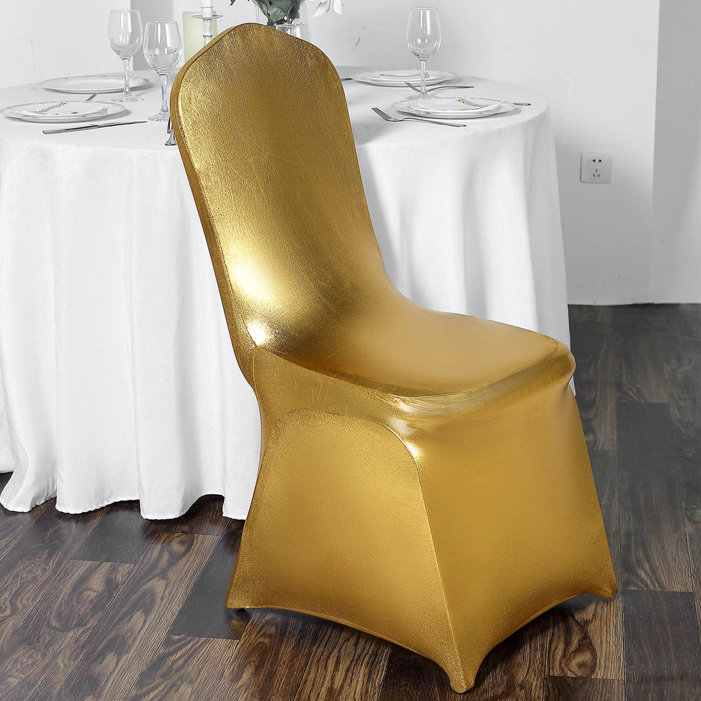 Metallic Gold Shimmer Tinsel Spandex Banquet Chair Cover, 57% OFF