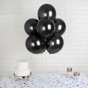 25 Pack 12" Shiny Pearl Black Latex Helium, Air or Water Balloons