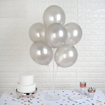 25 Pack 12" Shiny Pearl Silver Latex Helium, Air or Water Balloons