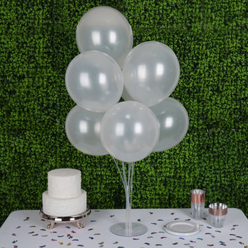 25 Pack 12" Shiny Pearl White Latex Helium, Air or Water Balloons