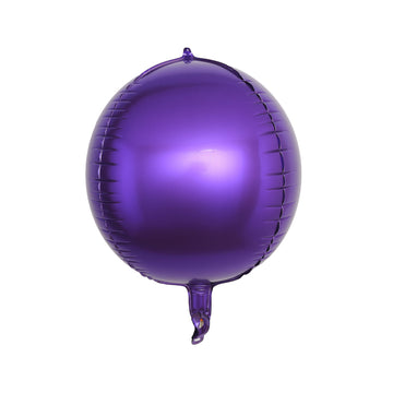 2 Pack 12" 4D Shiny Purple Sphere Mylar Foil Helium or Air Balloons