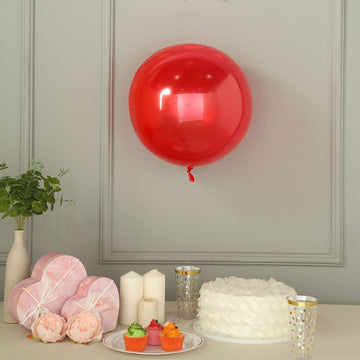 2 Pack 18" Shiny Red Reusable UV Protected Sphere Vinyl Balloons