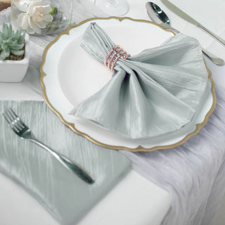 Add Elegance to Your Table with Silver Accordion Crinkle Taffeta Cloth Dinner Napkins