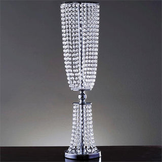 Elegant Silver Acrylic Crystal Pendant Chain Hourglass Chandelier Stand