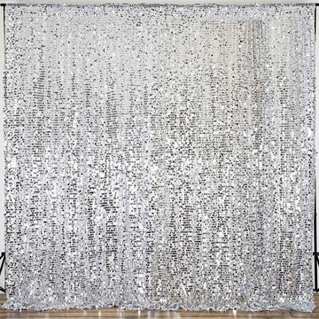 20ftx10ft Silver Big Payette Sequin Event Curtain Drapes, Backdrop Event Panel