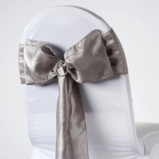 Add Elegance to Your Event with Silver Crinkle Crushed Taffeta Chair Sashes