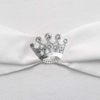 Elegant Silver Diamond Metal Crown Sash Bow Pin