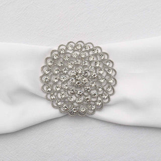 Add Elegance to Your Event with the Silver Diamond Metal Flower Chair Sash Bow Pin