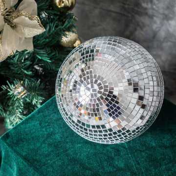 4 Pack 8" Silver Foam Disco Mirror Ball With Hanging Ring, Holiday Party Decor