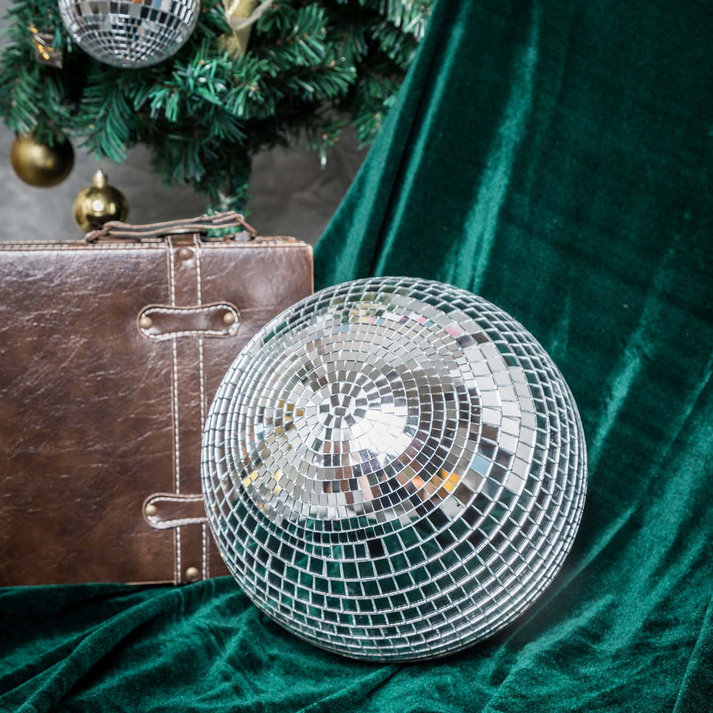 24 Silver Disco Mirror Ball - Large Disco Ball With Hanging