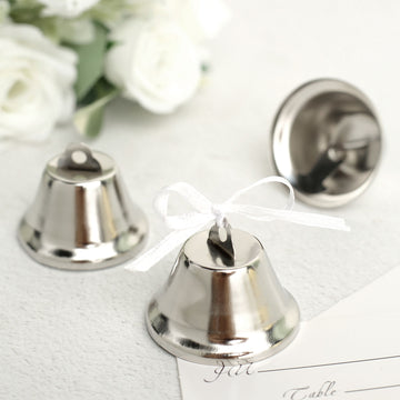 24 Pack Silver Kissing Bells, Cowbell Farmhouse Wedding Favors