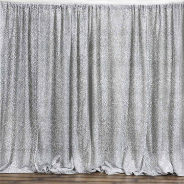 20ftx10ft Silver Metallic Shimmer Tinsel Event Curtain Drapes, Backdrop Event Panel