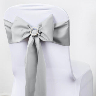Elegant Silver Polyester Chair Sashes for Stunning Event Decor