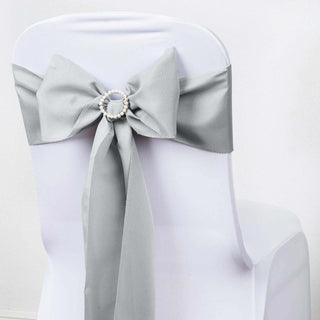 Elegant Silver Polyester Chair Sashes for Stunning Event Decor Elegant Silver Polyester Chair Sashes for Stunning Event Decor