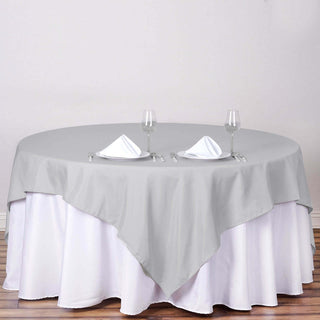 Elevate Your Event Decor with the Silver Polyester Table Overlay Elevate Your Event Decor with the Silver Polyester Table Overlay