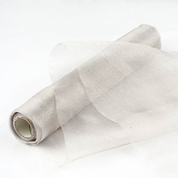 12"x10yd Silver Sheer Chiffon Fabric Bolt, DIY Voile Drapery Fabric