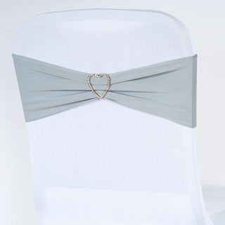 Elegant Silver Spandex Stretch Chair Sashes Elegant Silver Spandex Stretch Chair Sashes
