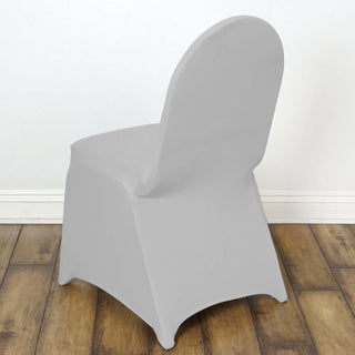 Silver Spandex Stretch Fitted Banquet Chair Cover - 160 GSM Silver Spandex Stretch Fitted Banquet Chair Cover - 160 GSM