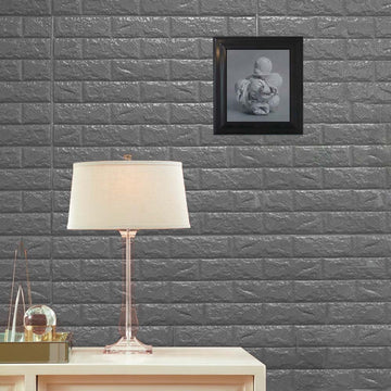10 Pack Silver foam Brick Peel And Stick 3D Wall Tile Panels - Covers 58sq.ft