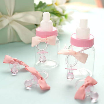 12 Pack Small Pink Decorative Baby Pacifiers, Baby Shower Favors