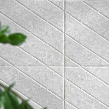 10 Pack 40 Sq ft 3D White Foam Self Adhesive Wall Panels - Alligator Skin Design