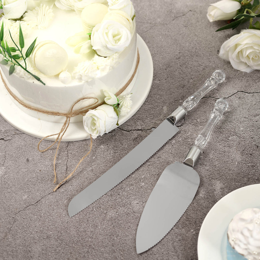 2 Set  Stainless Steel Knife and Server Party Favors With Handle