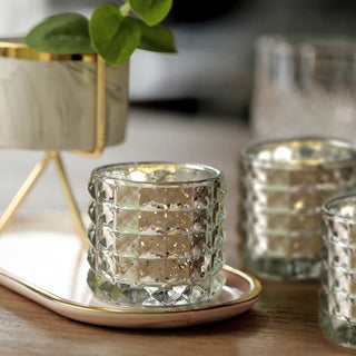Elegant Silver Mercury Glass Candle Holders
