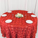 120inch Red Grandiose 3D Rosette Satin Round Tablecloth