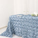 90x132inch Dusty Blue Grandiose 3D Rosette Satin Rectangle Tablecloth