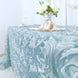 90x132inch Light Blue Grandiose 3D Rosette Satin Rectangle Tablecloth