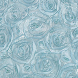 90x132inch Light Blue Grandiose 3D Rosette Satin Rectangle Tablecloth#whtbkgd