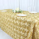 90x132inch Champagne Grandiose 3D Rosette Satin Rectangle Tablecloth