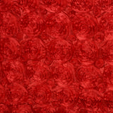 90"x156" RED Wholesale Grandiose Rosette 3D Satin Tablecloth For Wedding Party Event Decoration#whtbkgd