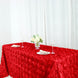 90" x 156" Red Grandiose Rosette 3D Satin Rectangle Tablecloth