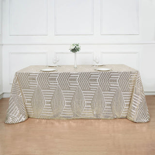 Elegant Champagne Diamond Sequin Tablecloth for Stunning Event Decor