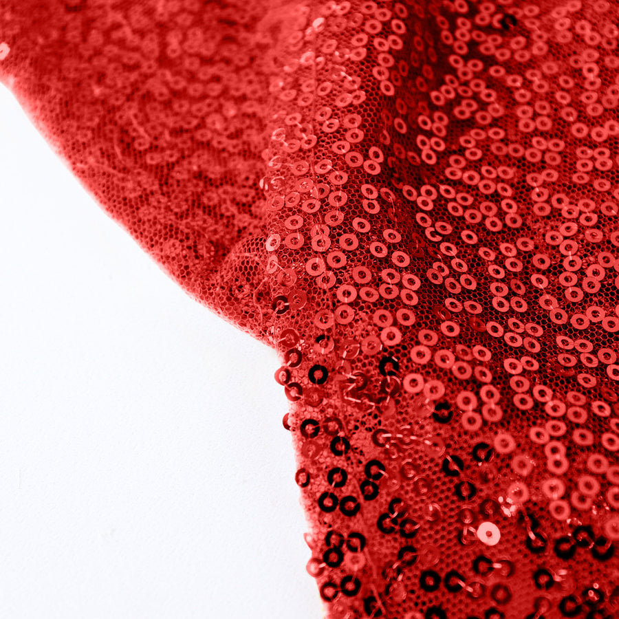 120" Red Premium Sequin Round Tablecloth