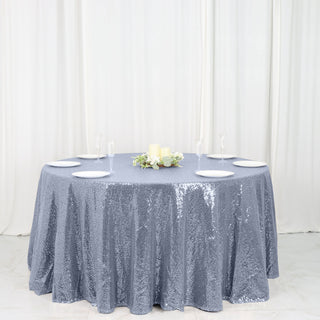 Elevate Your Event with the Dusty Blue Sequin Tablecloth Elevate Your Event with the Dusty Blue Sequin Tablecloth