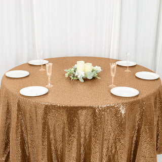 Transform Your Tables with the Gold Seamless Premium Sequin Round Tablecloth
