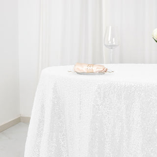 Experience Timeless Elegance with the White Sequin Tablecloth