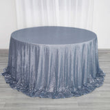 132inches Dusty Blue Premium Sequin Round Tablecloth, Sparkly Tablecloth