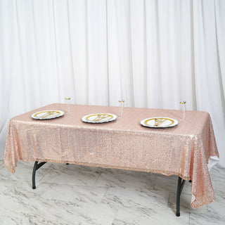 Add a Touch of Elegance with the Rose Gold Sequin Tablecloth