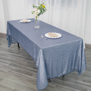 Elevate Your Event Decor with the Dusty Blue Sequin Rectangle Tablecloth