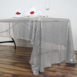 Create a Dazzling Ambiance with the Silver Sequin Tablecloth
