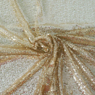 Add a Touch of Luxury with the 90"x132" Champagne Seamless Premium Sequin Rectangle Tablecloth