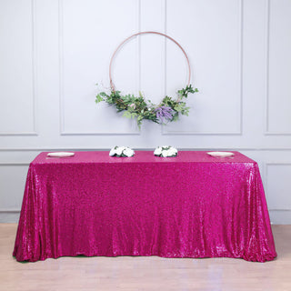 Elevate Your Event with the Fuchsia Seamless Premium Sequin Rectangle Tablecloth