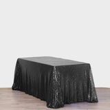 90x156" Black Premium Sequin Rectangle Tablecloth
