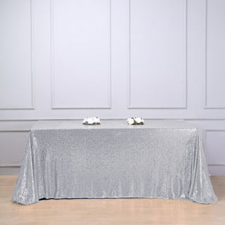 Elevate Your Event with the Shimmery Silver Sequin Tablecloth